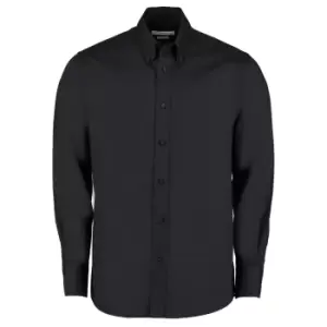 Image of Kustom Kit Mens Tailored Fit Long Sleeved Business Shirt (17.5inch) (Black)