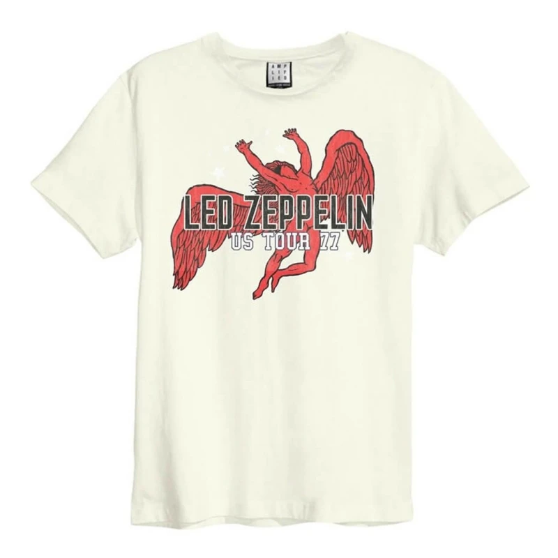 Image of Amplified Amplified Men US Tour 77 LED Zeppelin T-Shirt in White Size: X-Small White XS Male 5059699756960
