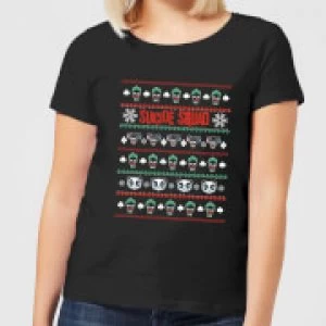 Image of DC Suicide Squad Knit Pattern Womens Christmas T-Shirt - Black - M