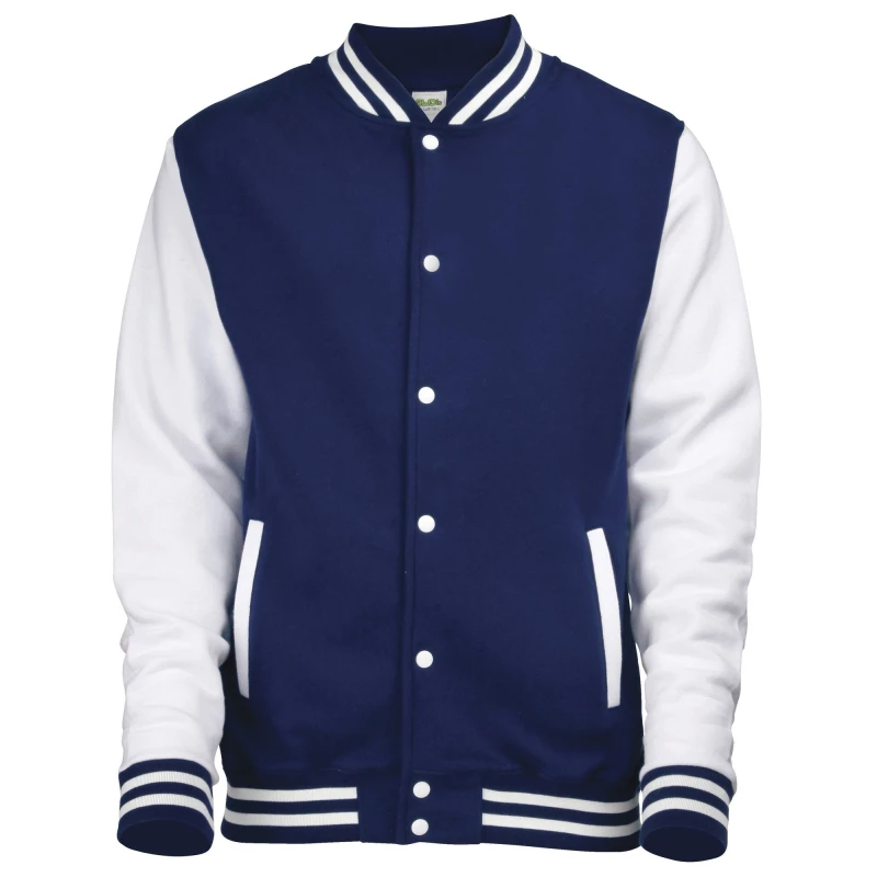 Image of AWDis AWDis Men Varsity Jacket in Dark Navy Size: X-Small Dark Navy XS Male 5055747780529