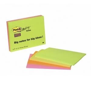 Image of Post it Super Sticky Notes Meeting Pads Bright Colours 4 x 45 Sheets