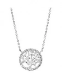 Image of Simply Silver Cubic Zirconia Tree Of Life Pendant Necklace