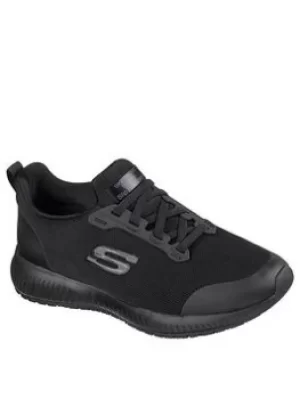 Image of Skechers Squad Sr Slip On Athletic Slip Resistant Trainers, Black, Size 8, Women