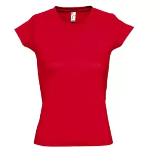 Image of SOLs Womens/Ladies Moon V Neck Short Sleeve T-Shirt (M) (Red)