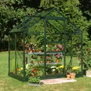 Image of 6'x4' Halls Green Frame Large Paned Toughened Glass Greenhouse (1.92x1.32m)