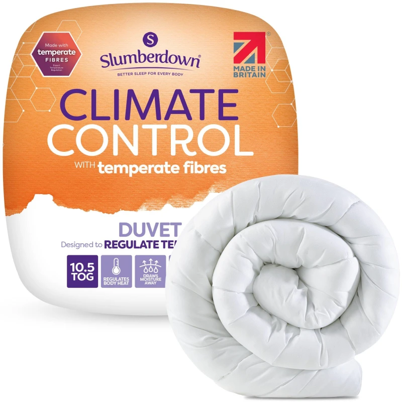 Image of Slumberdown Slumberdown Climate Control 10.5 Tog All Year Round Duvet With 2 Pillows in White Size: King White King Unisex 5060543867558