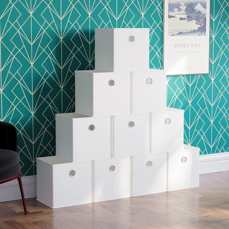 Image of Lassic Vida Designs Durham Cube Storage Basket Set of 10 White unisex Set of 10