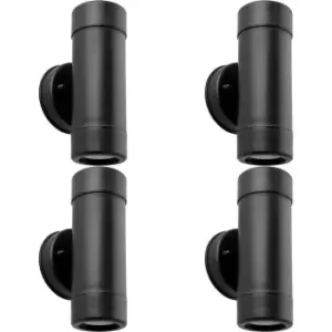 Image of 4 PACK Up & Down Twin Outdoor Downlight - Dimmable 2 x 7W GU10 LED - Black