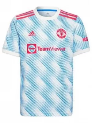 Image of Adidas Manchester United Junior 21/22 Away Shirt, Blue, Size 13-14 Years