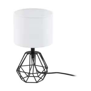 Image of Table Lamp Colour Black Base Shade White Fabric In Line Switch Bulb E14 1x60W