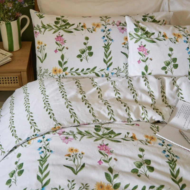 Image of Wylder Olivia Reversible 100% Cotton Duvet Set King, Green 5025532384010