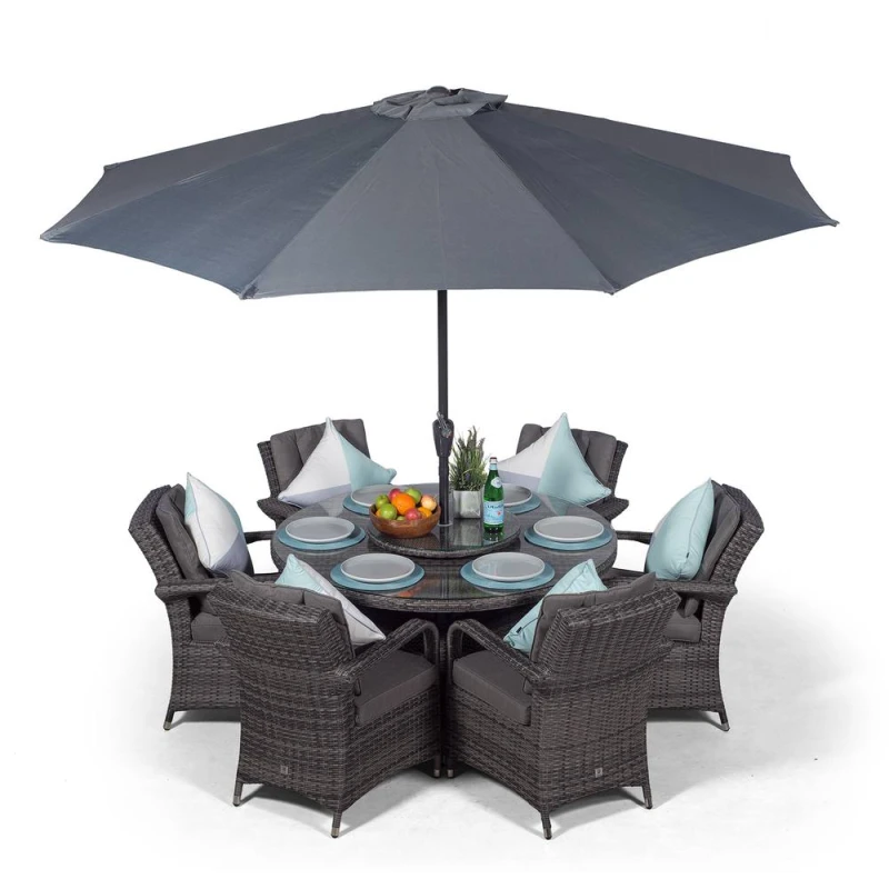 Image of Thats Furniture Arizona Round 6 Seater Rattan Patio Dining Set in Grey Grey Unisex