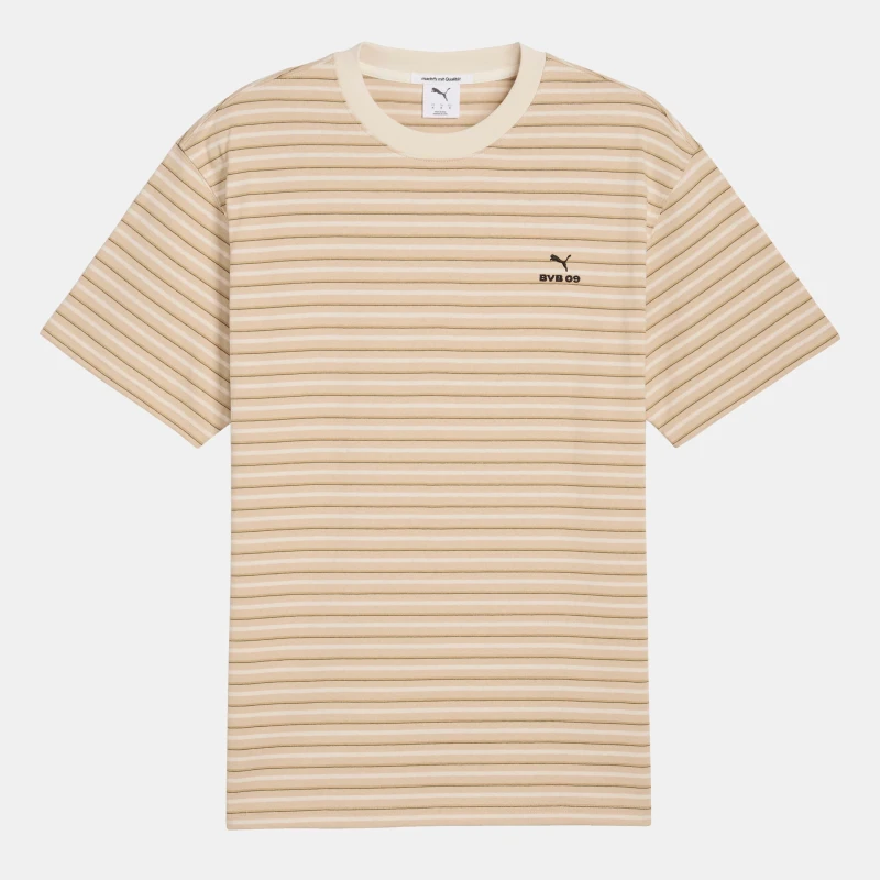 Image of Puma Brussia Dortmund Mmq Striped T-Shirt Beige male XS