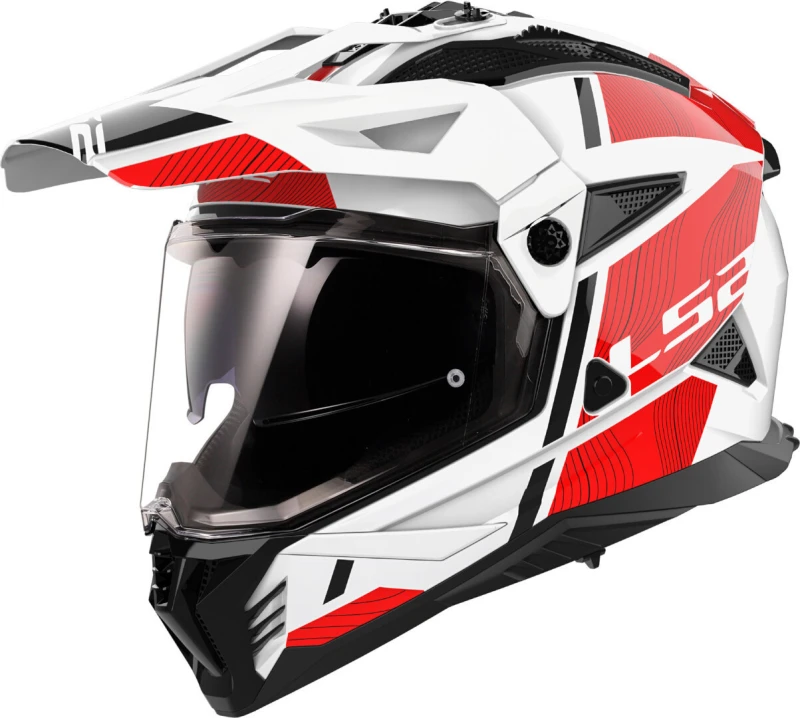 Image of LS2 MX702 Pioneer II Hill White Red Adventure Helmet Size M