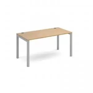 Image of Connex starter unit single 1400mm x 800mm - silver frame and oak top