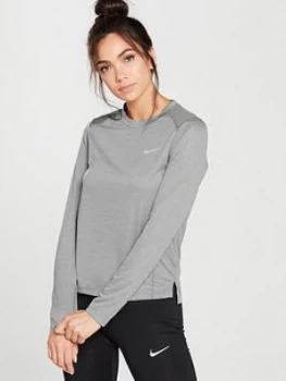Image of Nike Running Miler Long Sleeve Top Grey Size M Women