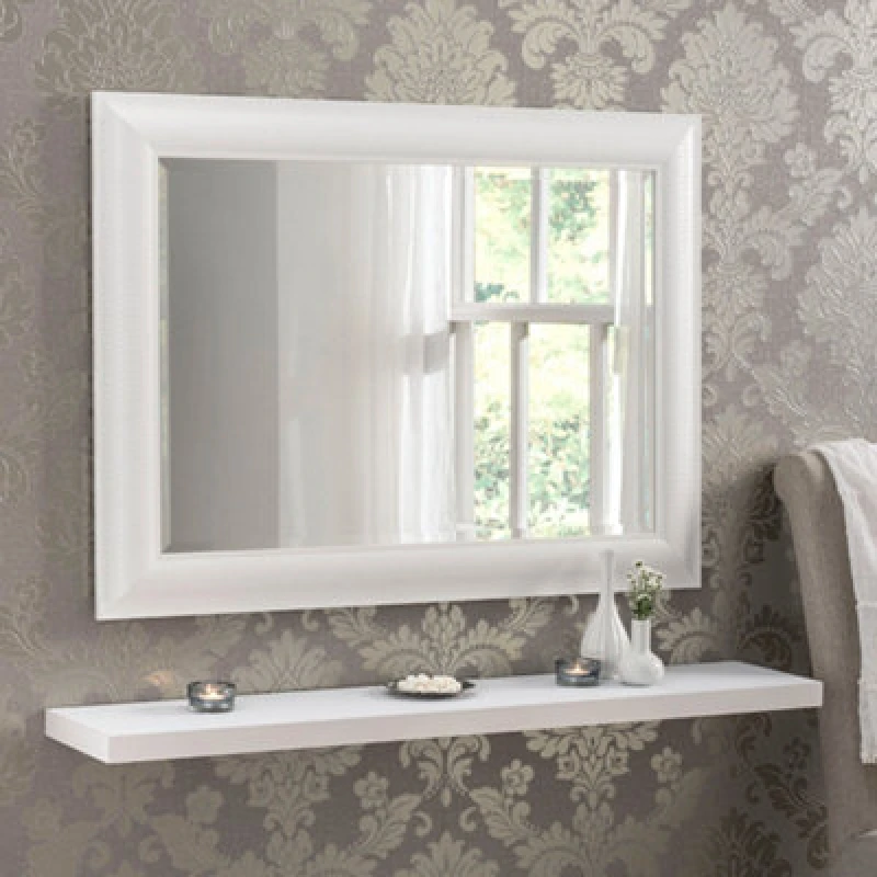 Image of Yearn Textured White Framed Wall Mirror 130.5X77Cm