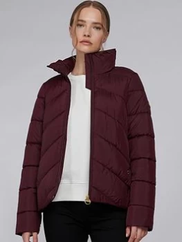 Image of Barbour International Mackney Funnel Neck Quilted Jacket - Red, Size 8, Women