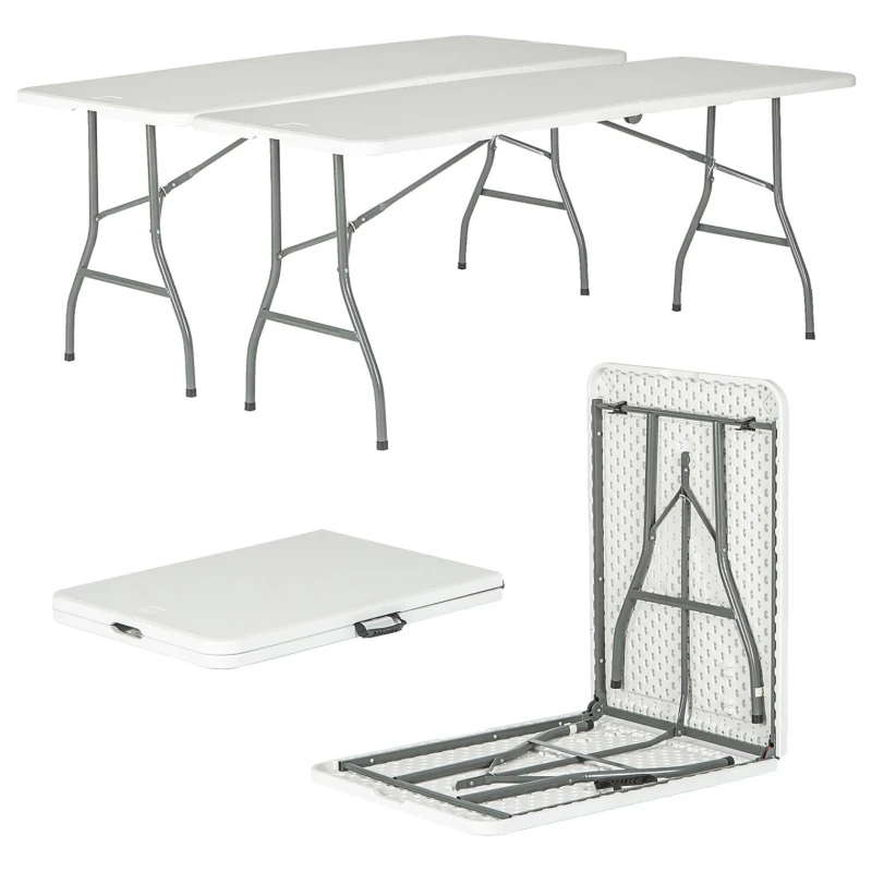 Image of Harbour Housewares Folding Camping Picnic Tables - 180cm (6ft) - Pack of 2 in White White Unisex