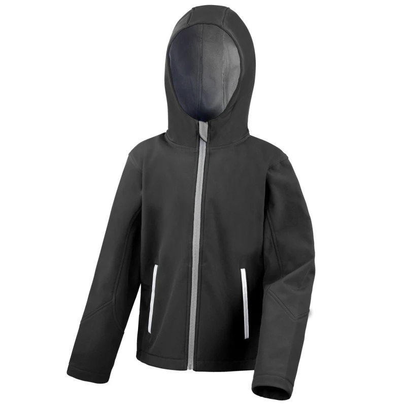 Image of Result Core TX Performance Hooded Soft Shell Jacket in Black Size: 3-4 Years Black Unisex 3-4 Years