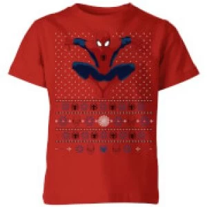 Image of Marvel Avengers Spider-Man Kids Christmas T-Shirt - Red - 3-4 Years