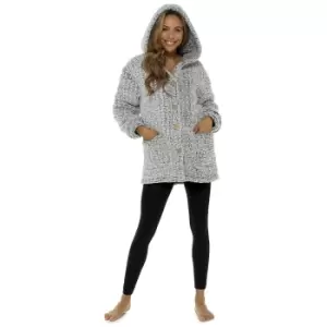 Image of Foxbury Womens/Ladies Hooded Snuggle Fleece Cardigan (UK 8-10) (Grey)