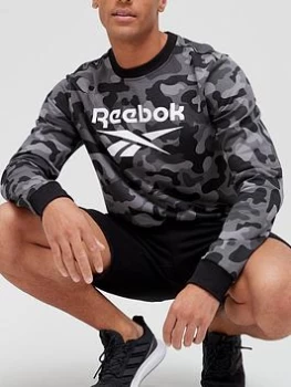 Image of Reebok Camo All Over Print Crew - Black Size M Men