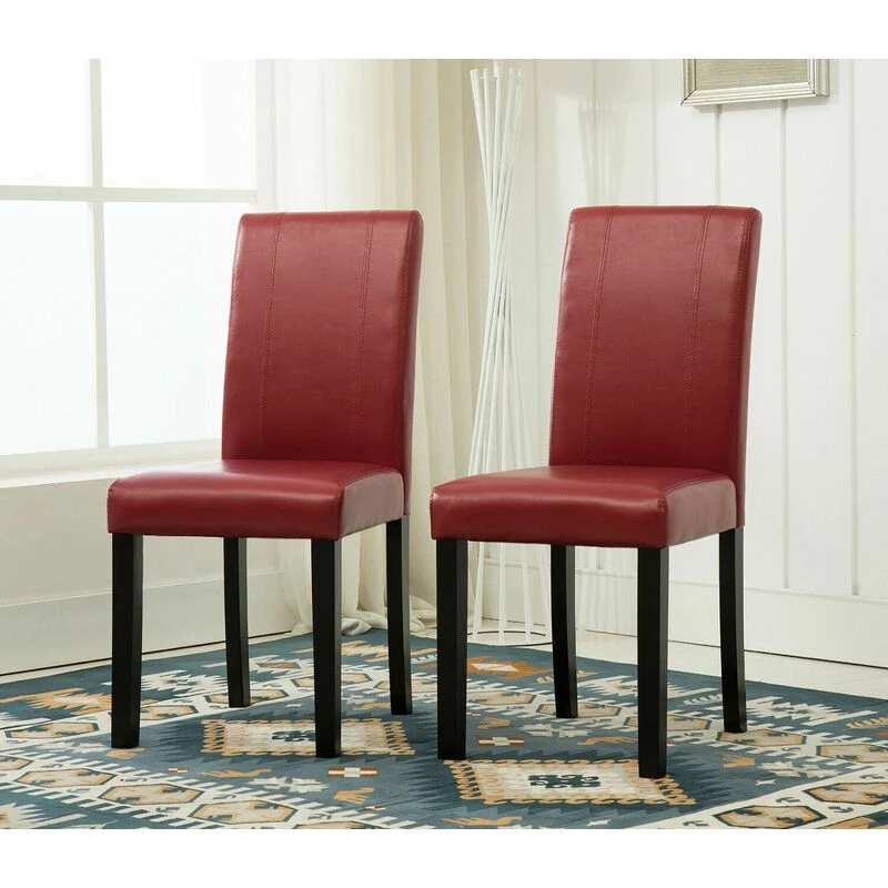 Image of MCC DIRECT 2 x Faux Leather Dining Chairs With Solid Wooden Legs home & restaurants RED PC1017