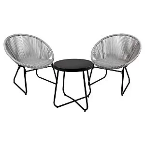 Image of Charles Bentley Bali Tea For Two Set Grey Rattan