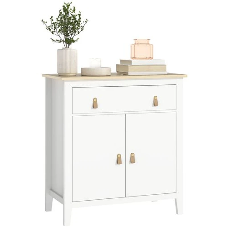 Image of HOMCOM Sideboard With Drawer - Adjustable Shelf For Living Room - White TJ Hughes 5063603448377