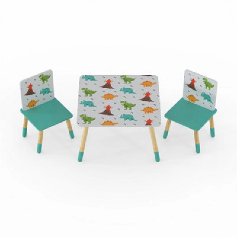 Image of Kidsaw Dino Pattern Table And Chairs, Multi DINOTC2