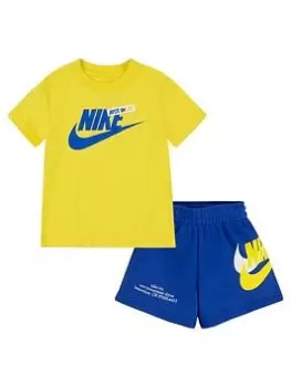 Image of Nike Infant Boys Icon Tee & Short Set, Yellow, Size 18 Months