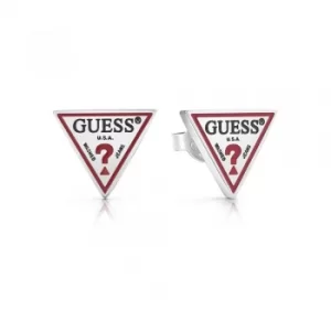 Image of Guess La Guessers Stainless Steel Triangle Logo Stud Earrings UBE29051