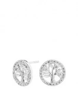 Image of Simply Silver Sterling Silver Cubic Zircona Tree Of Life Stud Earrings