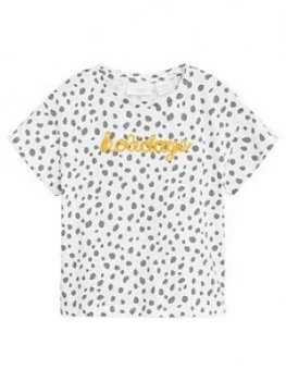 Image of Mango Girls Holidays Spot Short Sleeve Tshirt - White