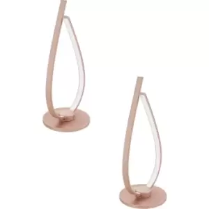 Image of 2 PACK Table Desk Lamp Colour Rose Gold Shade White Plastic LED 1x14W Included