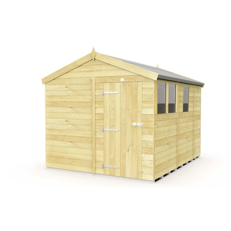 Image of Buttercup Farm 8 x 9 Feet Apex Shed - Single Door W/ Windows - L272 x W231 x H217cm in Brown Brown Unisex