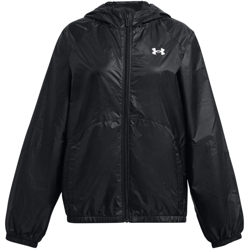 Image of Under Armour Kids SportStyle Water Resistant Wind Resistant Oversized Fit Windbreaker Black female 7-8 (S)
