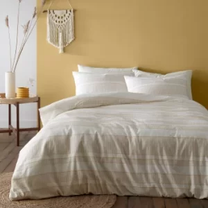 Image of Pineapple Elephant Cairns Tufted Jacquard Duvet Cover and Pillowcase Set Ochre