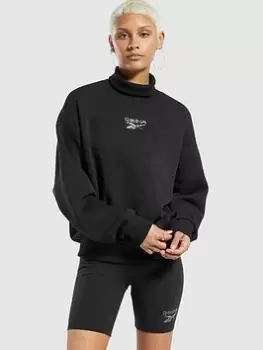 Image of Reebok Classics Sparkle Crew Sweatshirt, Black, Size XL, Women