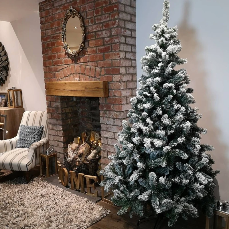 Image of Samuel Alexander 7ft Snowy Imperial Pine White Green Fir Artificial Luxury Christmas Tree Green Unisex