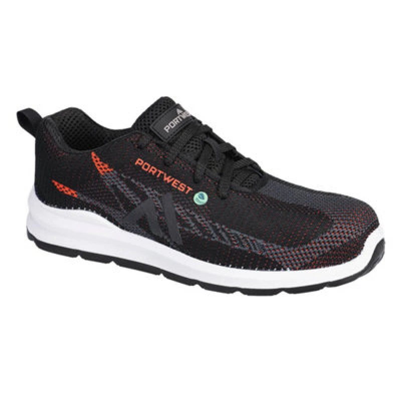 Image of Portwest Eco Fly Composite Safety Trainers FC06BKD45 Colour: Black / Red