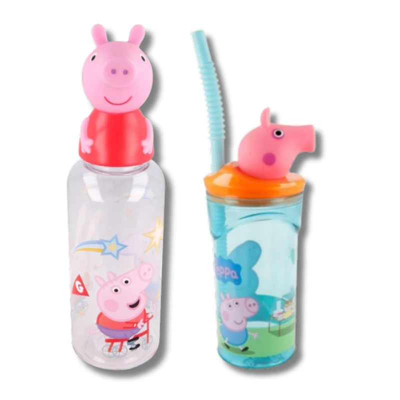 Image of Peppa Pig Peppa Pig 2 Piece 3D Bottle Set Orange