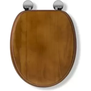 Image of Flexi-Fix Davos Top & Bottom Fix Toilet Seat, Antique Pine Effect - Croydex