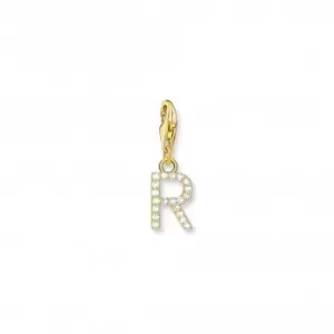 Image of Charmista Gold Plated Zirconia Letter R Charm Pendant 1981-414-14