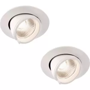 Image of 2 PACK Fully Adjustable Ceiling Downlight - 15W Warm White LED - Matt White