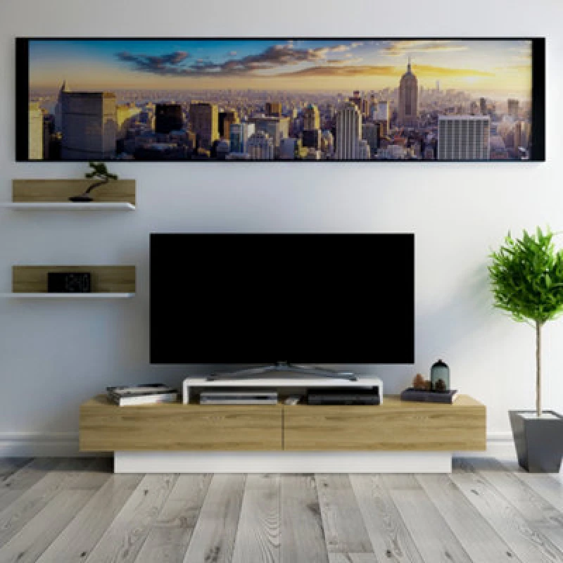 Image of Decorotika Lusi TV Stand TV Unit For Tvs Up To 80" Oak White