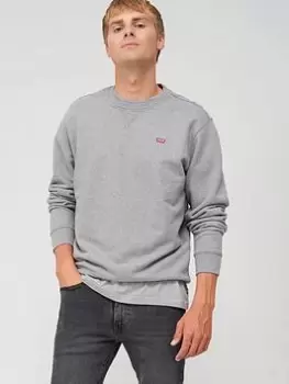 Image of Levis Original Small Logo Crew Neck Sweatshirt - Grey Size M Men