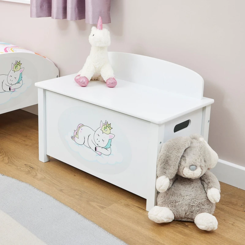 Image of Liberty House Toys Unicorn Wooden Toy Box in White White Unisex