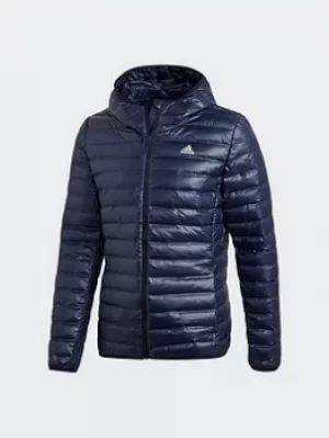 Image of adidas Varilite Hooded Down Jacket, Green Size M Men